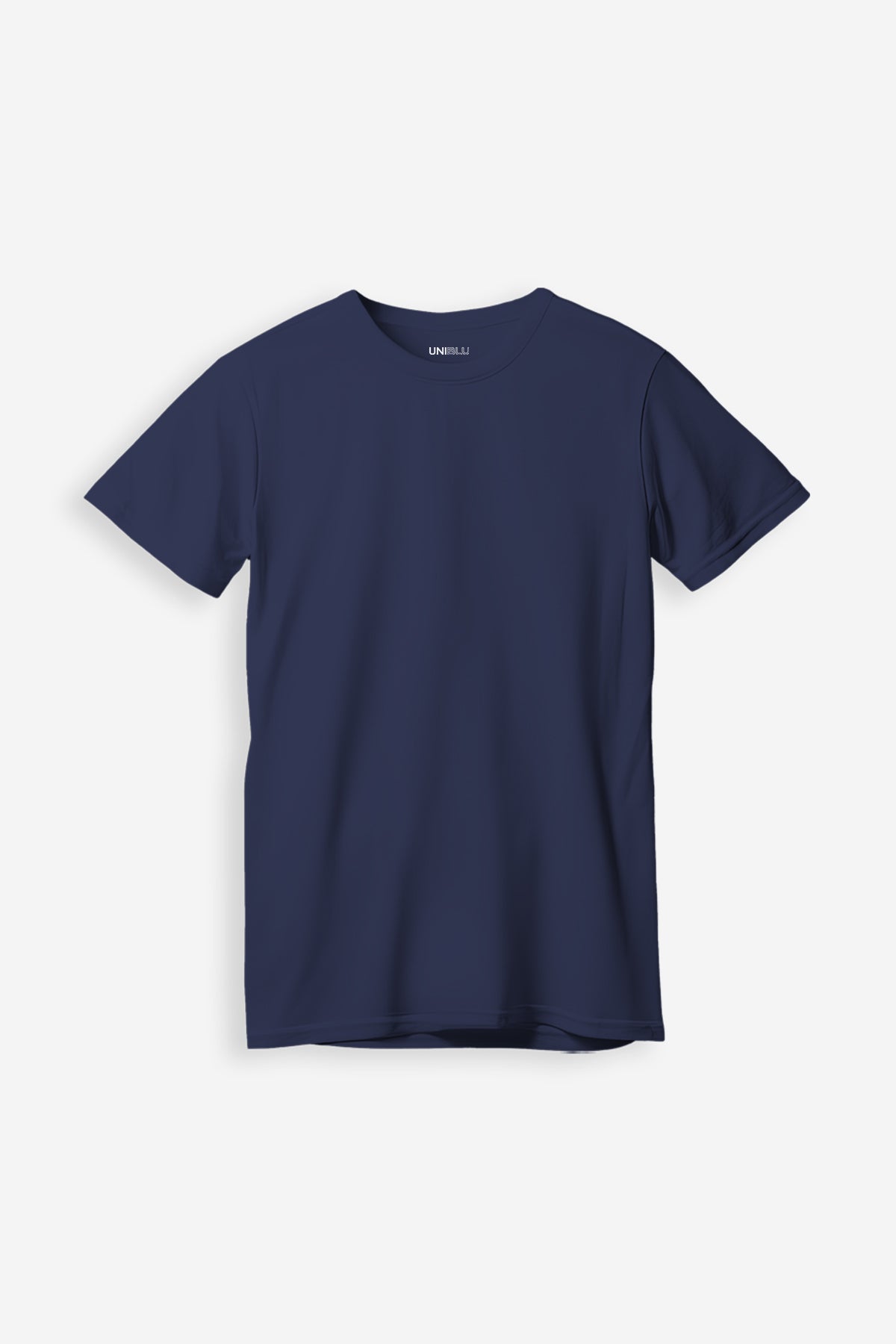 Navy Blue Plain Regular Fit T Shirt UniBlu