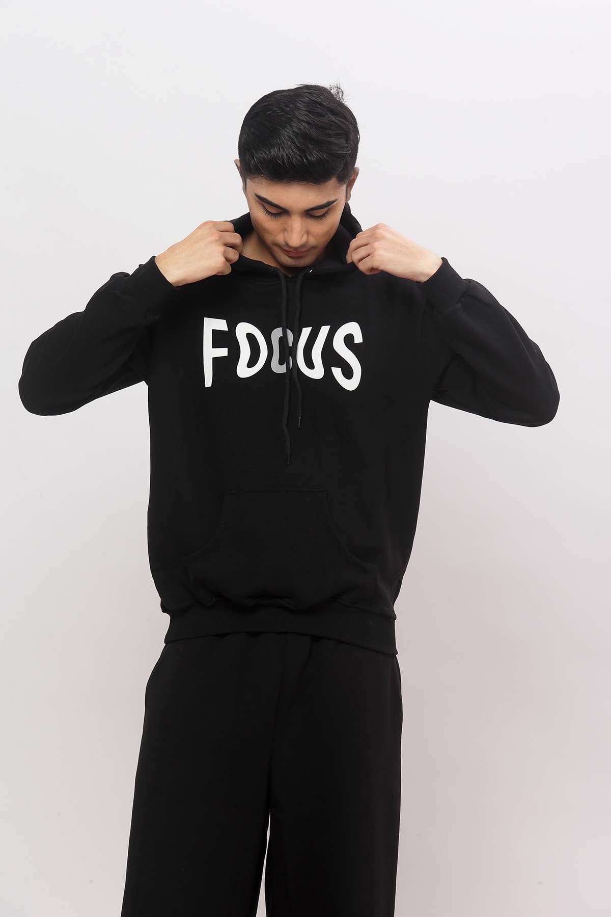 Focus Black Hoodie + Cargo Joggers Co-ord Set