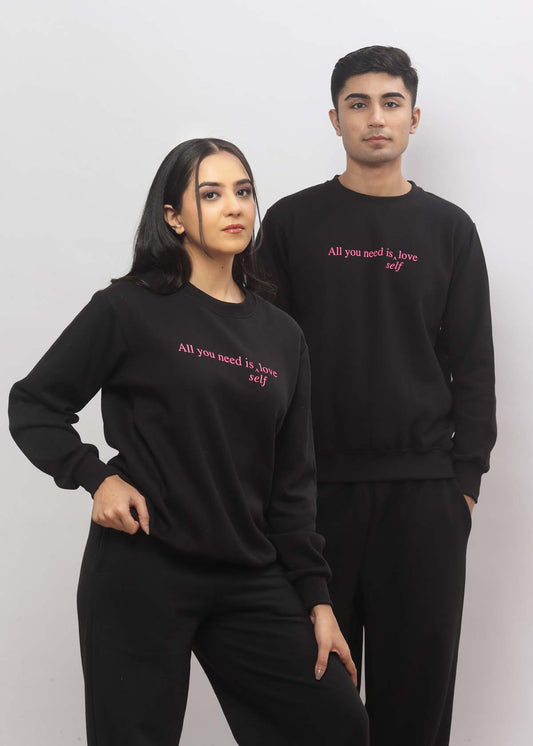 All You Need Black Sweatshirt + Wide Leg Co-ord Set