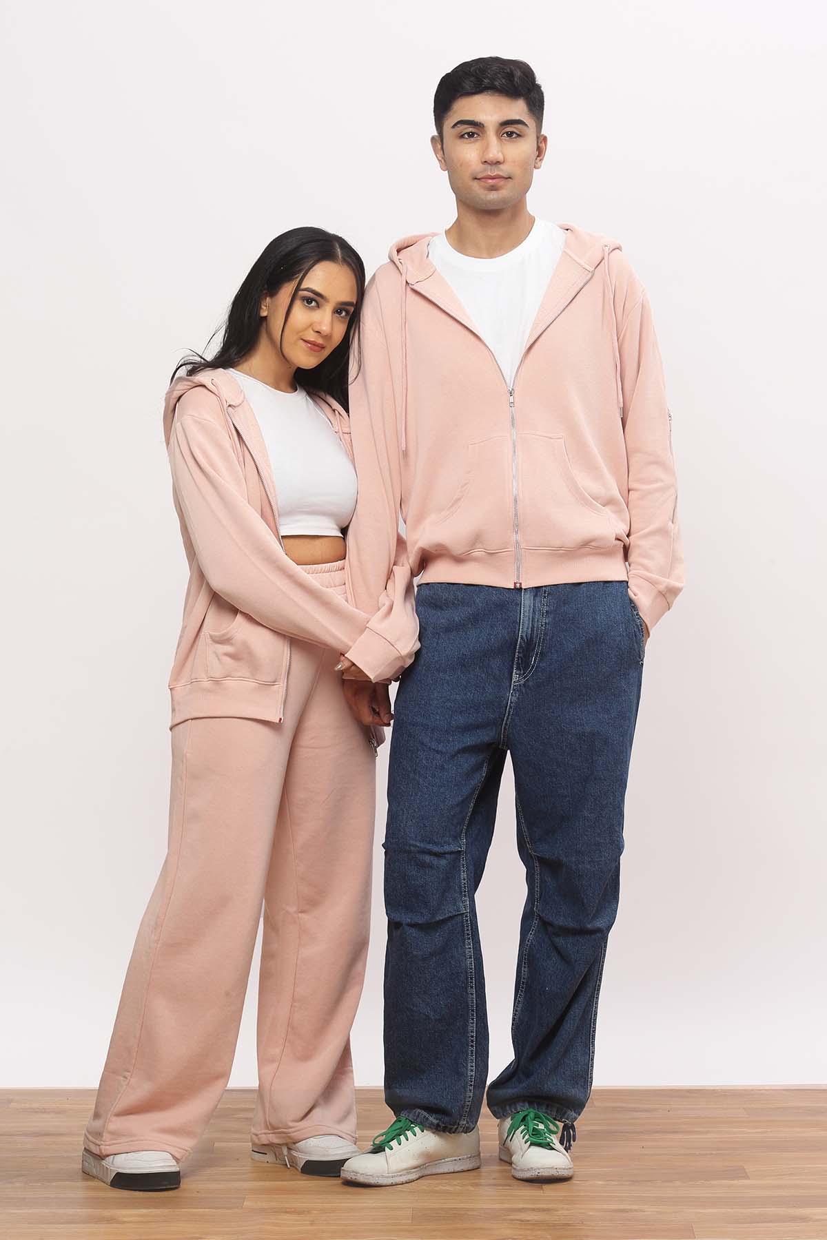 Baby Pink Zip Hoodie + Wide Leg Jogger Co-ord Set