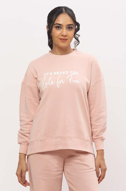 Baby Pink Sweatshirt + Wide Leg Co-ord Set