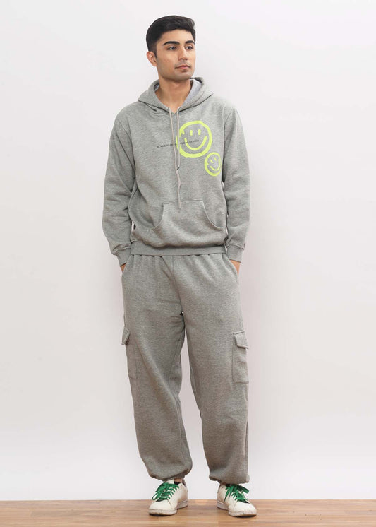 Be Nice To People Grey Hoodie + Cargo Joggers Co-ord Set