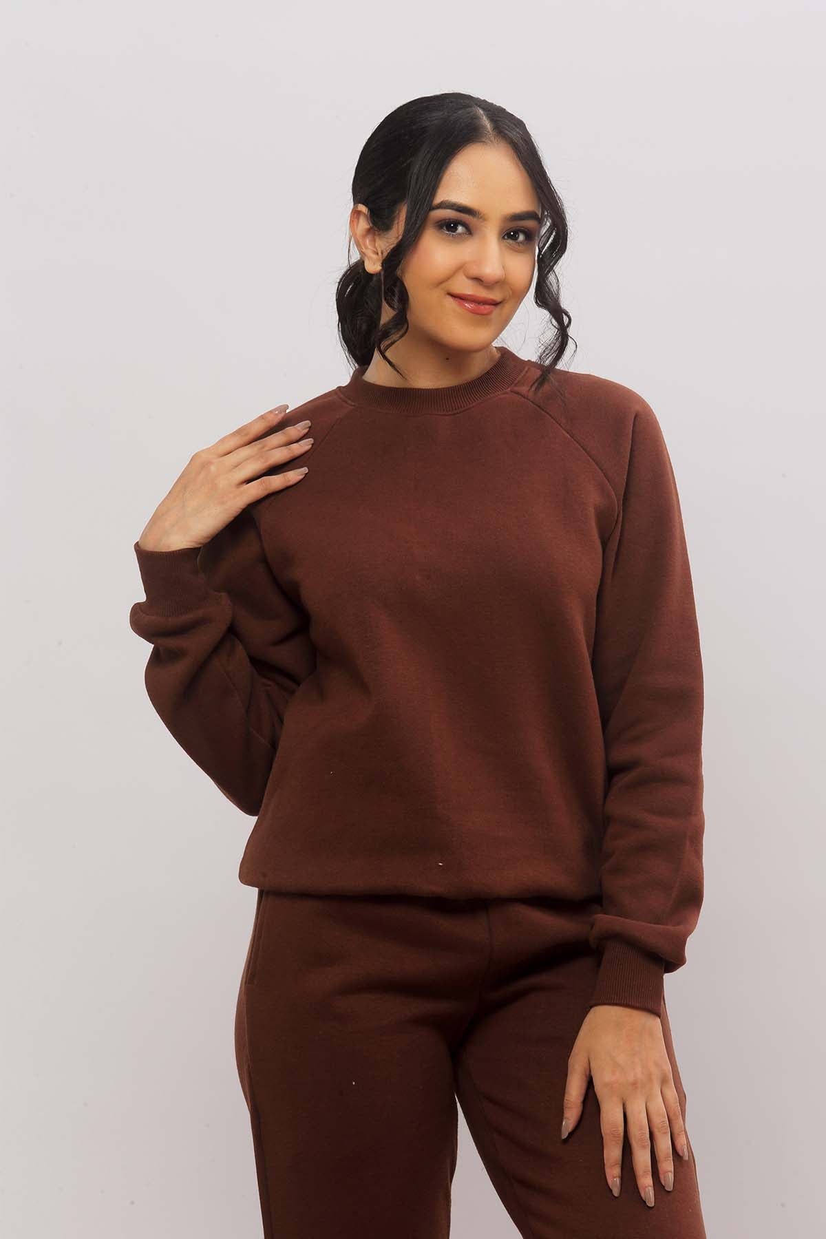 Brown Oversized Sweatshirt+ Straight Joggers Co-ord Set