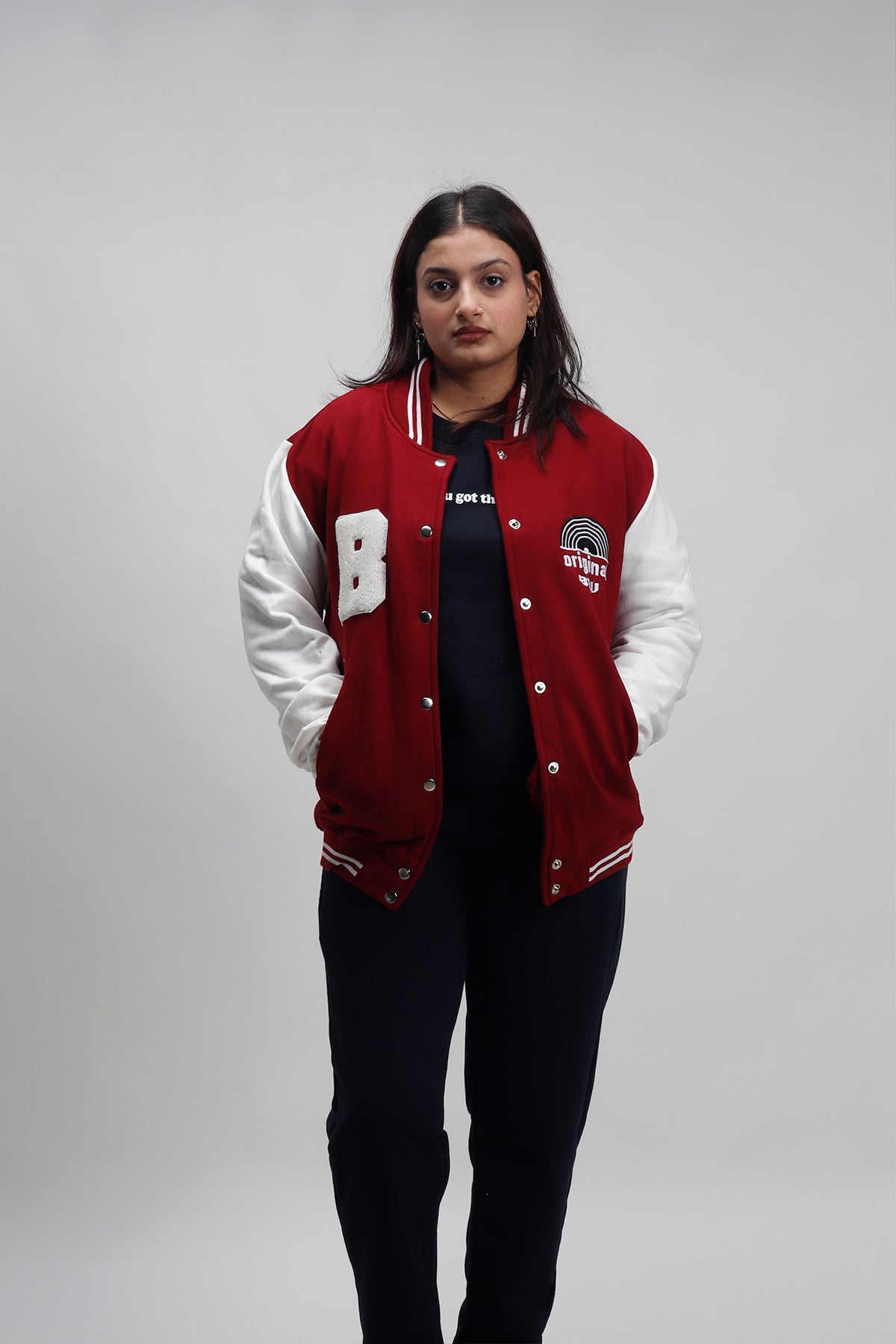 Buy Men's Flymode Burgundy Racing Bomber Jacket Online | SNITCH