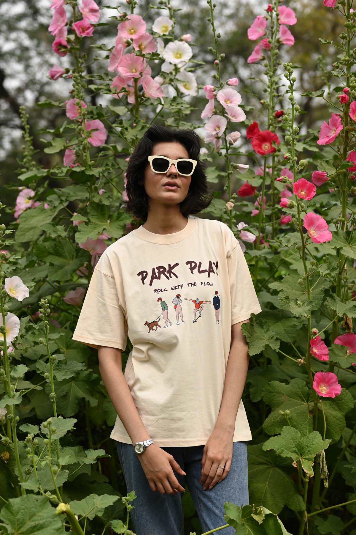 Park Play Oversized T-Shirt- Beige