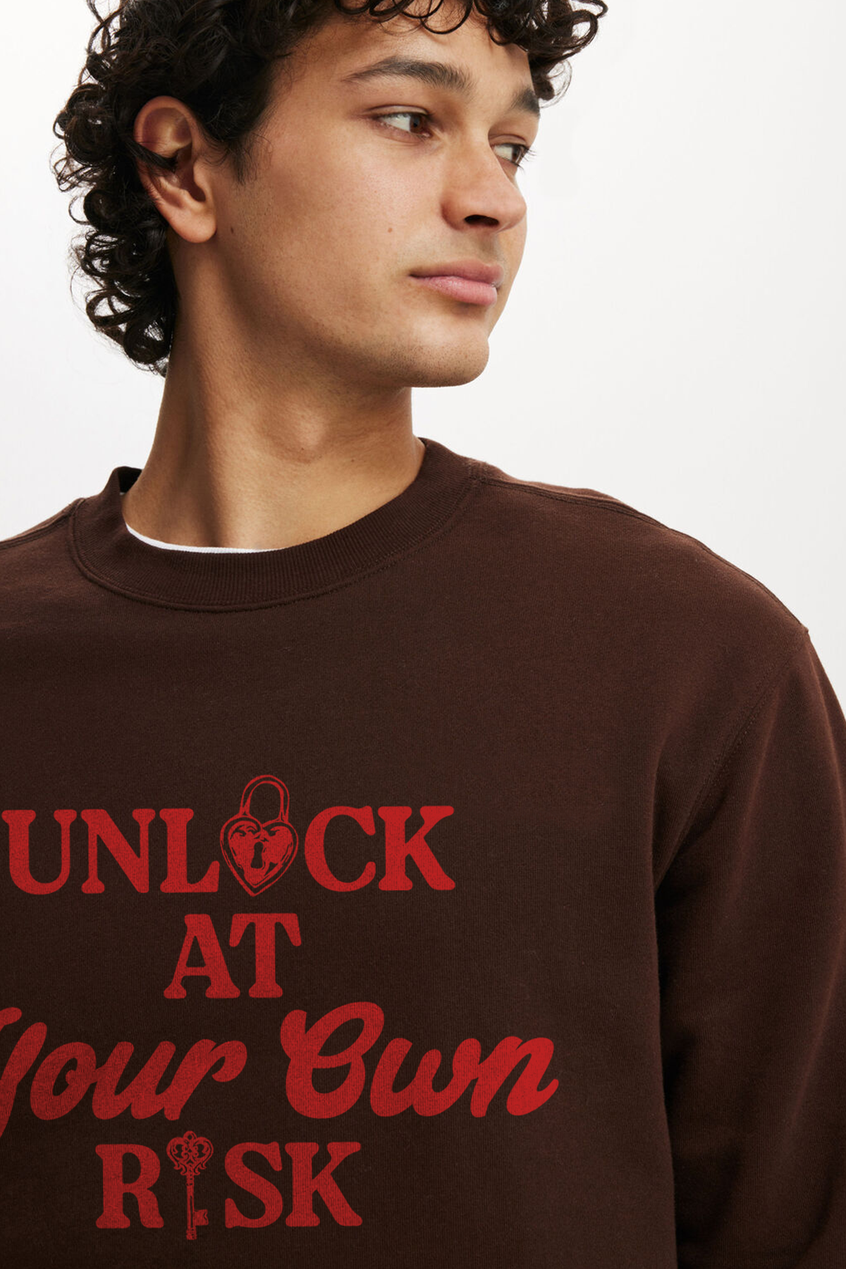 Unlock At Your Own Risk Brown Oversized Sweatshirt