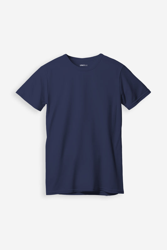 Navy Blue Plain Regular Fit T-Shirt