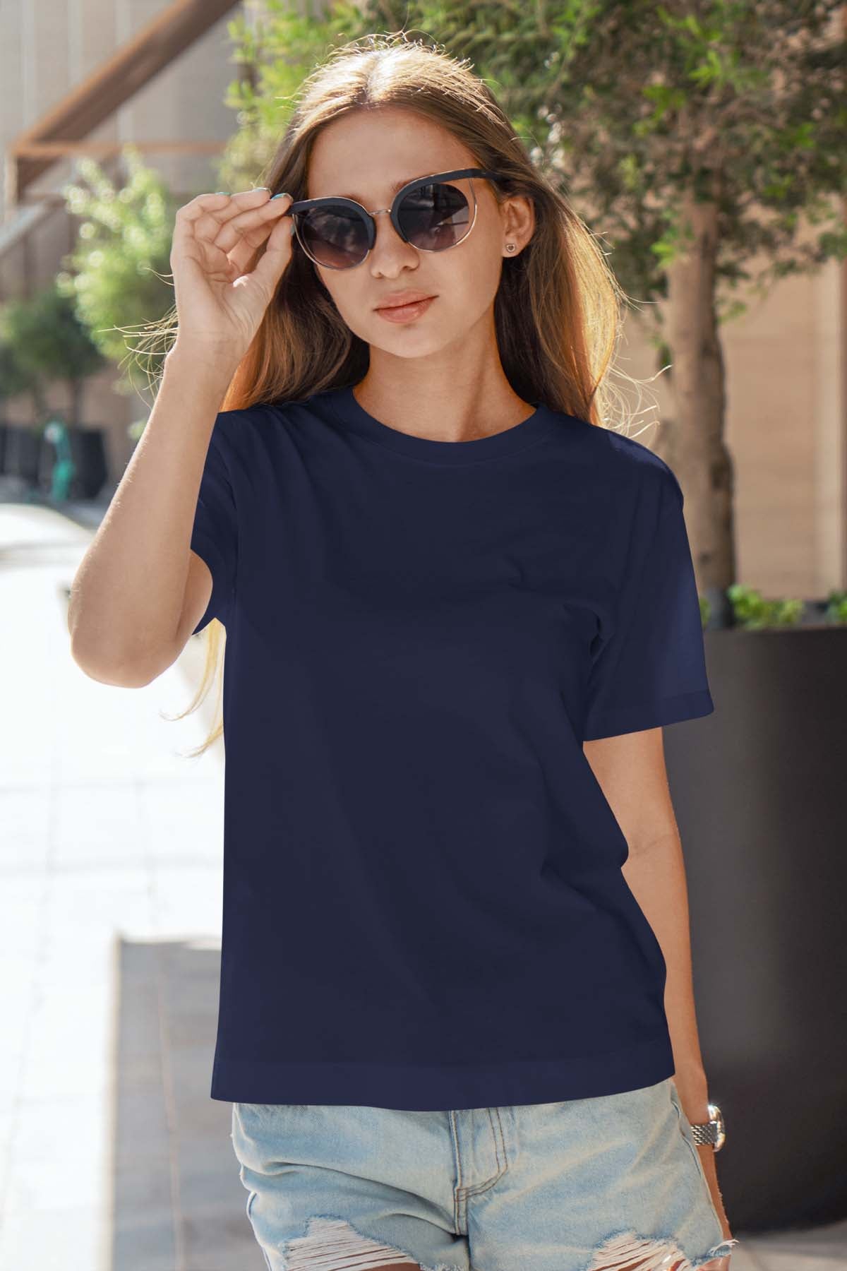 Dark blue t shirt combination online