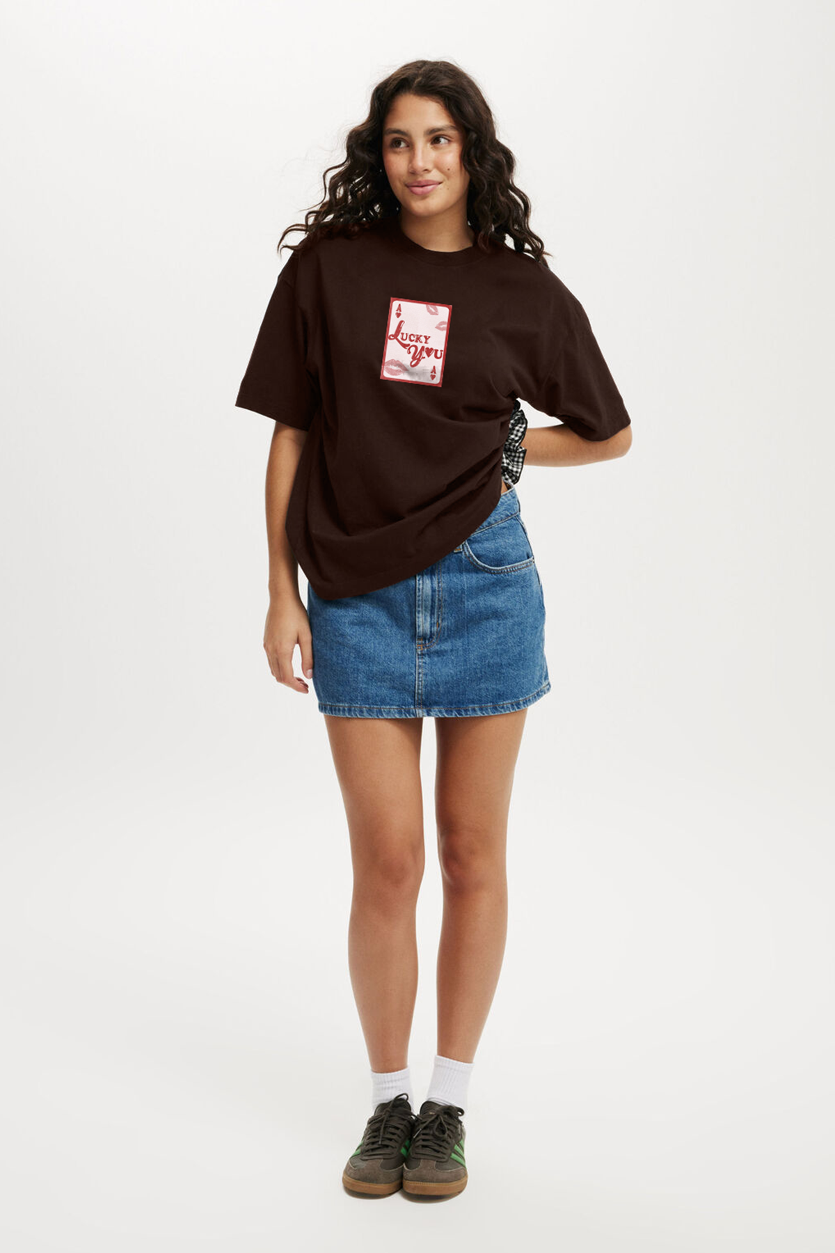 Lucky You Brown Oversized T-Shirt