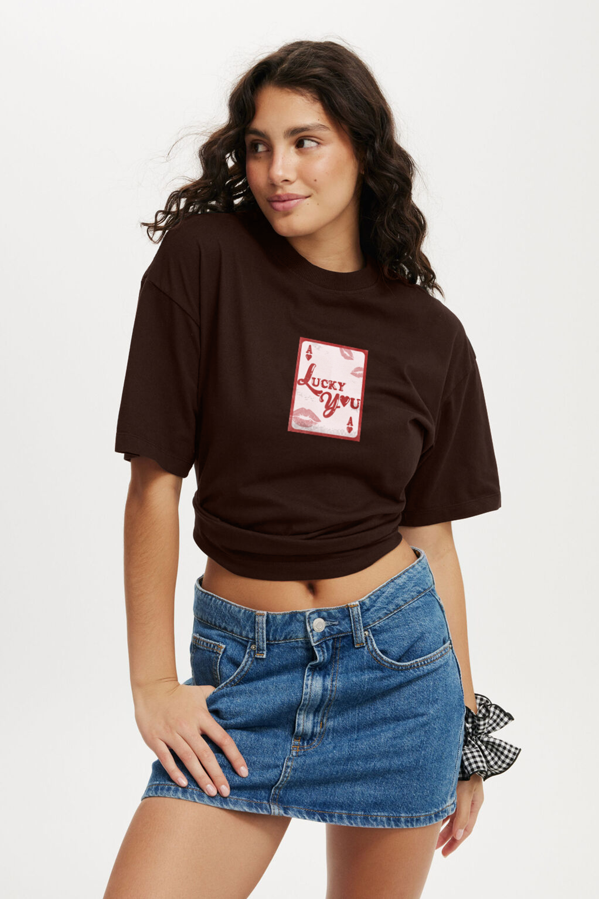 Lucky You Brown Oversized T-Shirt