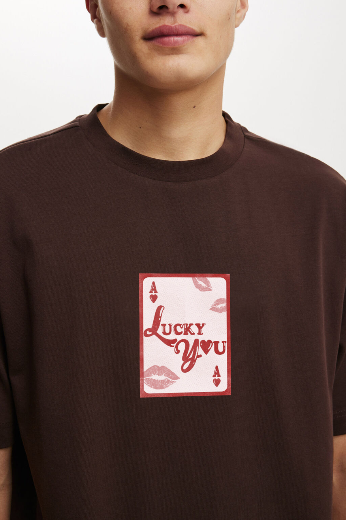 Lucky You Brown Oversized T-Shirt