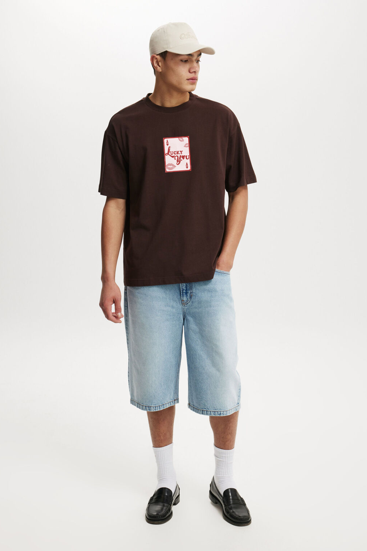 Lucky You Brown Oversized T-Shirt