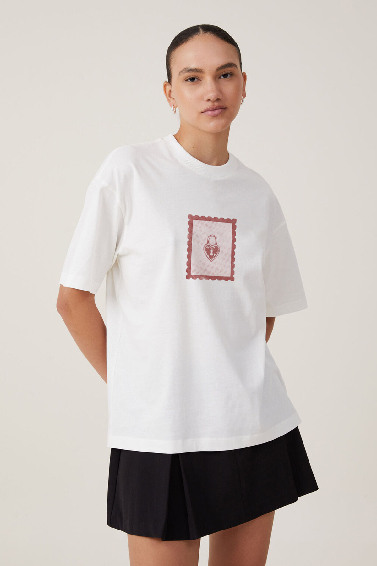 Heart & Key- White Couple Oversized T-Shirts (Combo of 2)